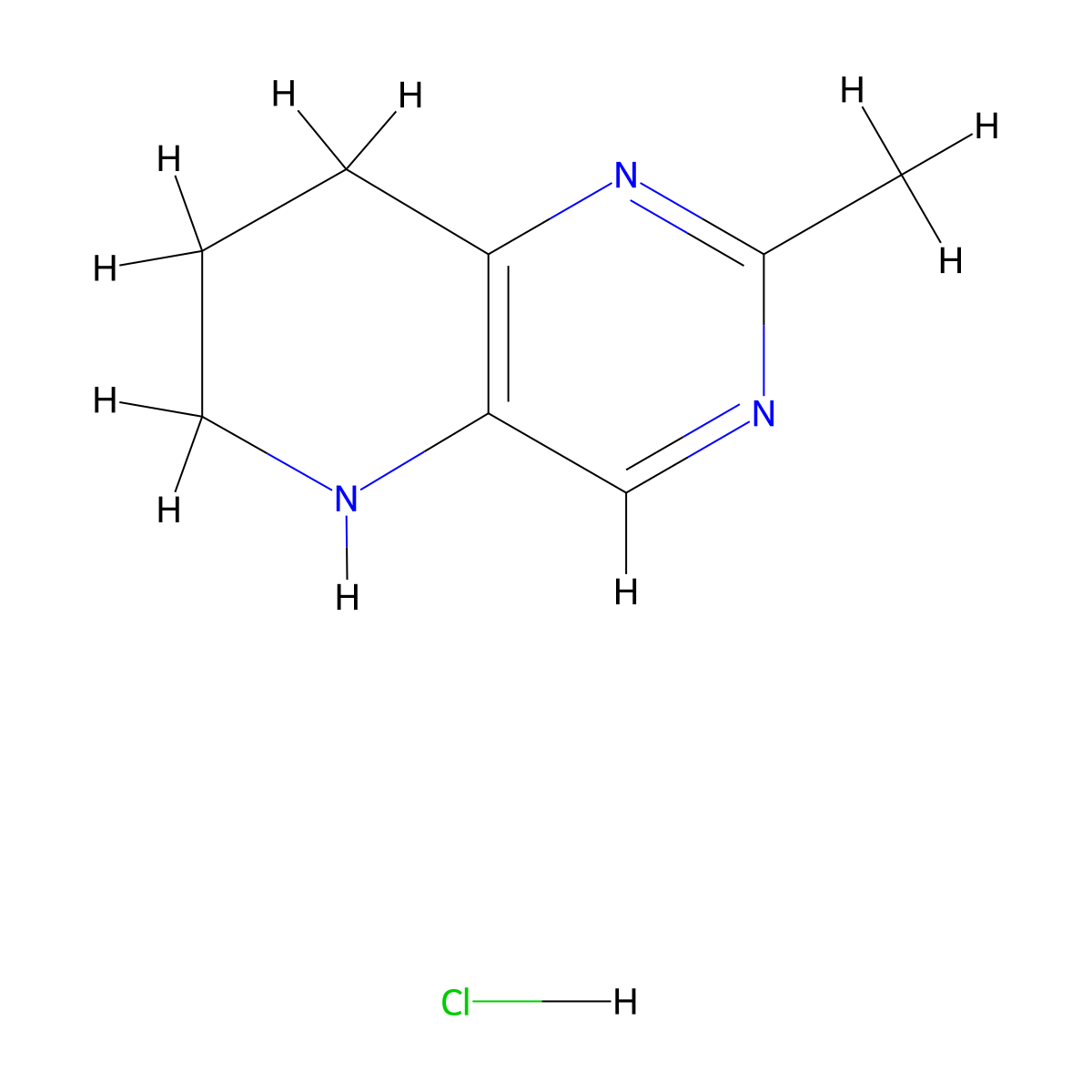 2-Methyl-5,6,7,8-tetrahydropyrido[3,2-d]pyrimidine hydrochloride molecular structure, CAS 2247849-74-5