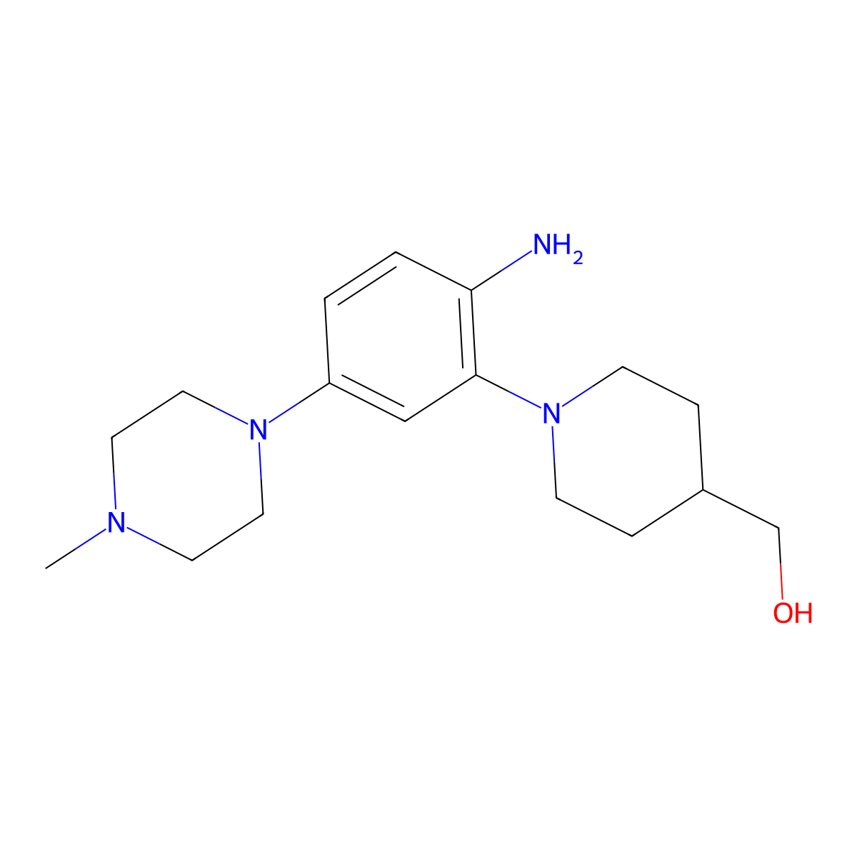 (1-(2-Amino-5-(4-methylpiperazin-1-yl)phenyl)piperidin-4-yl)methanol molecular structure, CAS 2247849-75-6