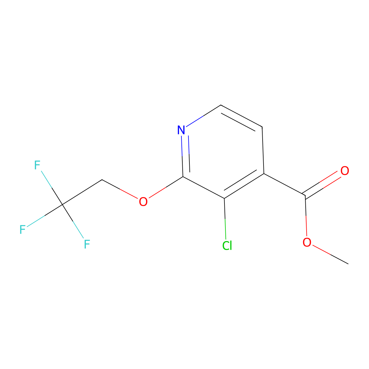 Methyl 3-chloro-2-(2,2,2-trifluoroethoxy)isonicotinate molecular structure, CAS 2247849-77-8