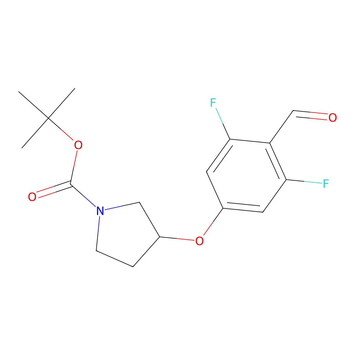 Tert-butyl 3-(3,5-difluoro-4-formylphenoxy)pyrrolidine-1-carboxylate molecular structure, CAS 2247849-87-0