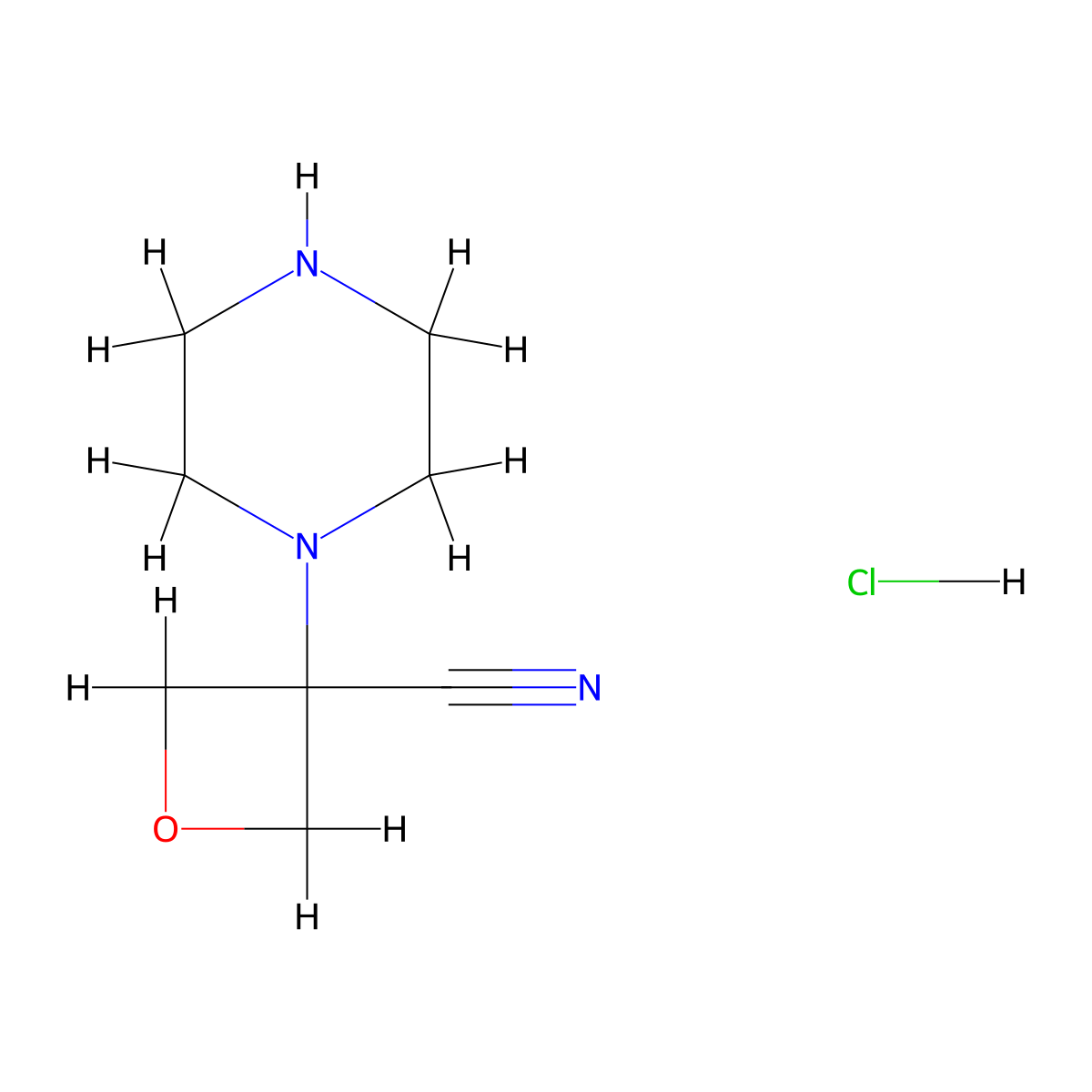 3-(Piperazin-1-yl)oxetane-3-carbonitrile hydrochloride molecular structure, CAS 2247849-91-6