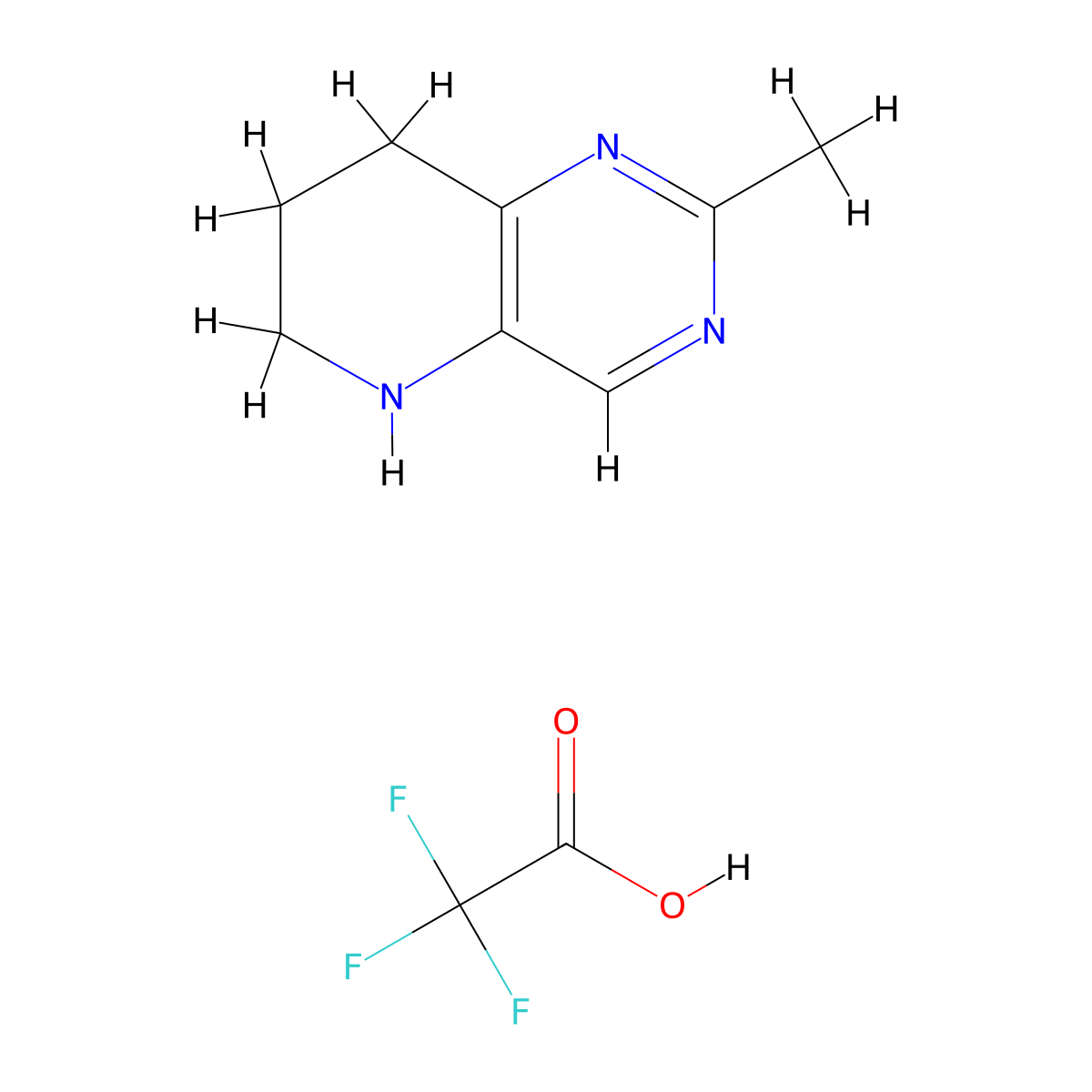 2-Methyl-5,6,7,8-tetrahydropyrido[3,2-d]pyrimidine 2,2,2-trifluoroacetate molecular structure, CAS 2247849-94-9