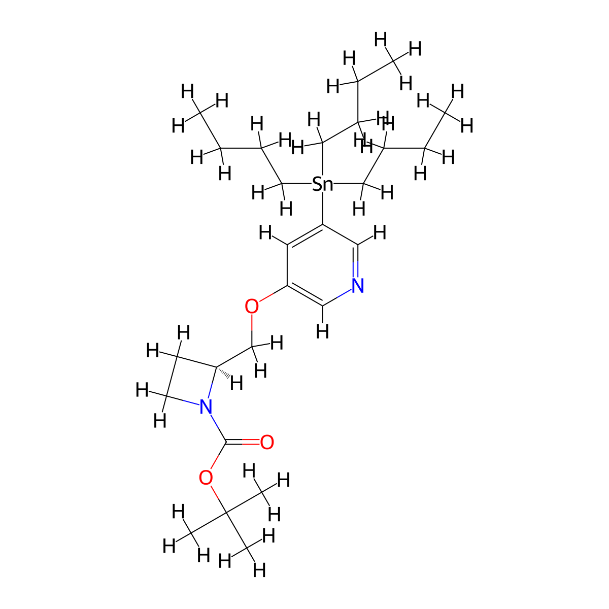 1,1-Dimethylethyl (2S)-2-[[[5-(tributylstannyl)-3-pyridinyl]oxy]methyl]-1-azetidinecarboxylate molecular structure, CAS 224789-85-9