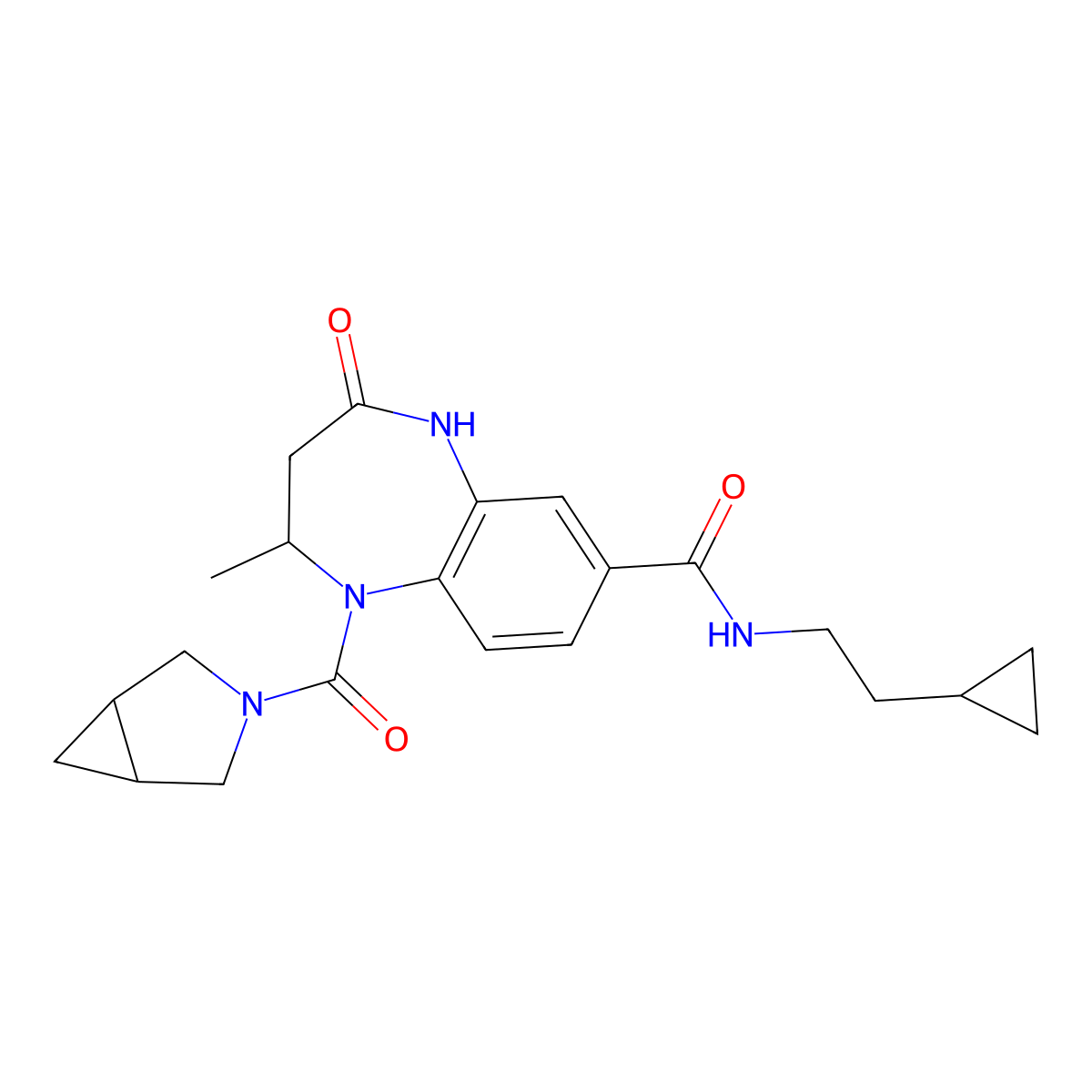 (2S)-1-(3-azabicyclo[3.1.0]hexane-3-carbonyl)-N-(2-cyclopropylethyl)-2-methyl-4-oxo-3,5-dihydro-2H-1,5-benzodiazepine-7-carboxamide molecular structure, CAS 2247890-13-5