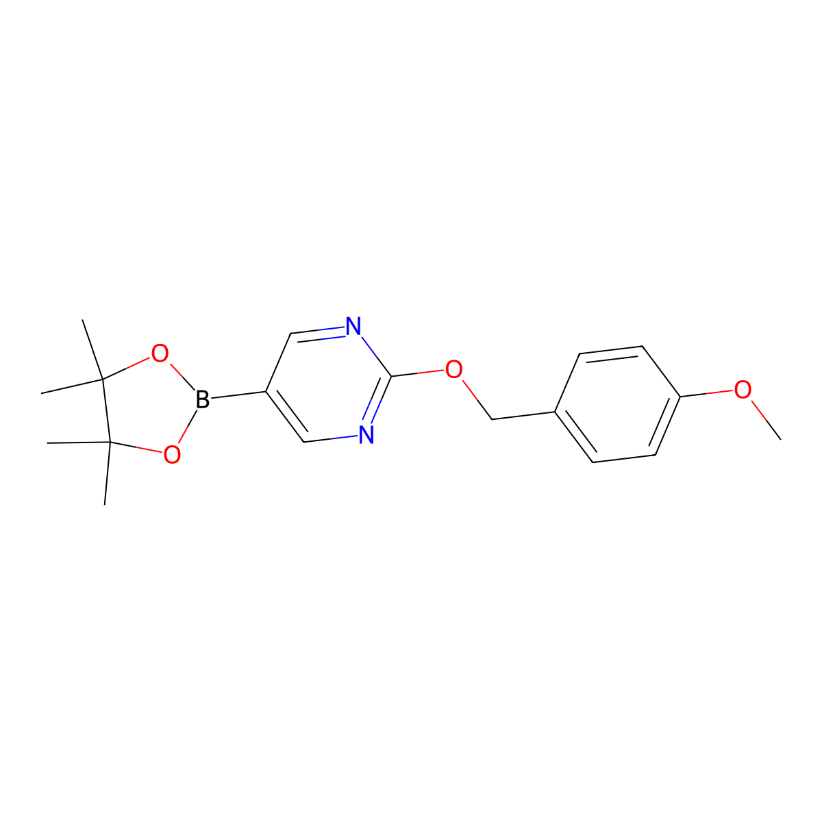 2-((4-Methoxybenzyl)oxy)-5-(4,4,5,5-tetramethyl-1,3,2-dioxaborolan-2-yl)pyrimidine molecular structure, CAS 2247982-62-1
