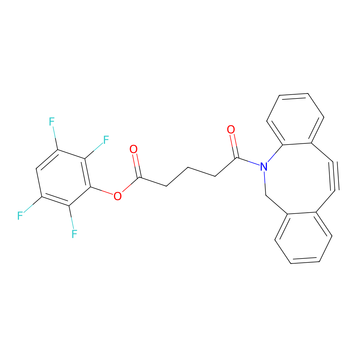 (2,3,5,6-Tetrafluorophenyl) 5-(2-azatricyclo[10.4.0.04,9]hexadeca-1(16),4,6,8,12,14-hexaen-10-yn-2-yl)-5-oxopentanoate molecular structure, CAS 2247993-76-4