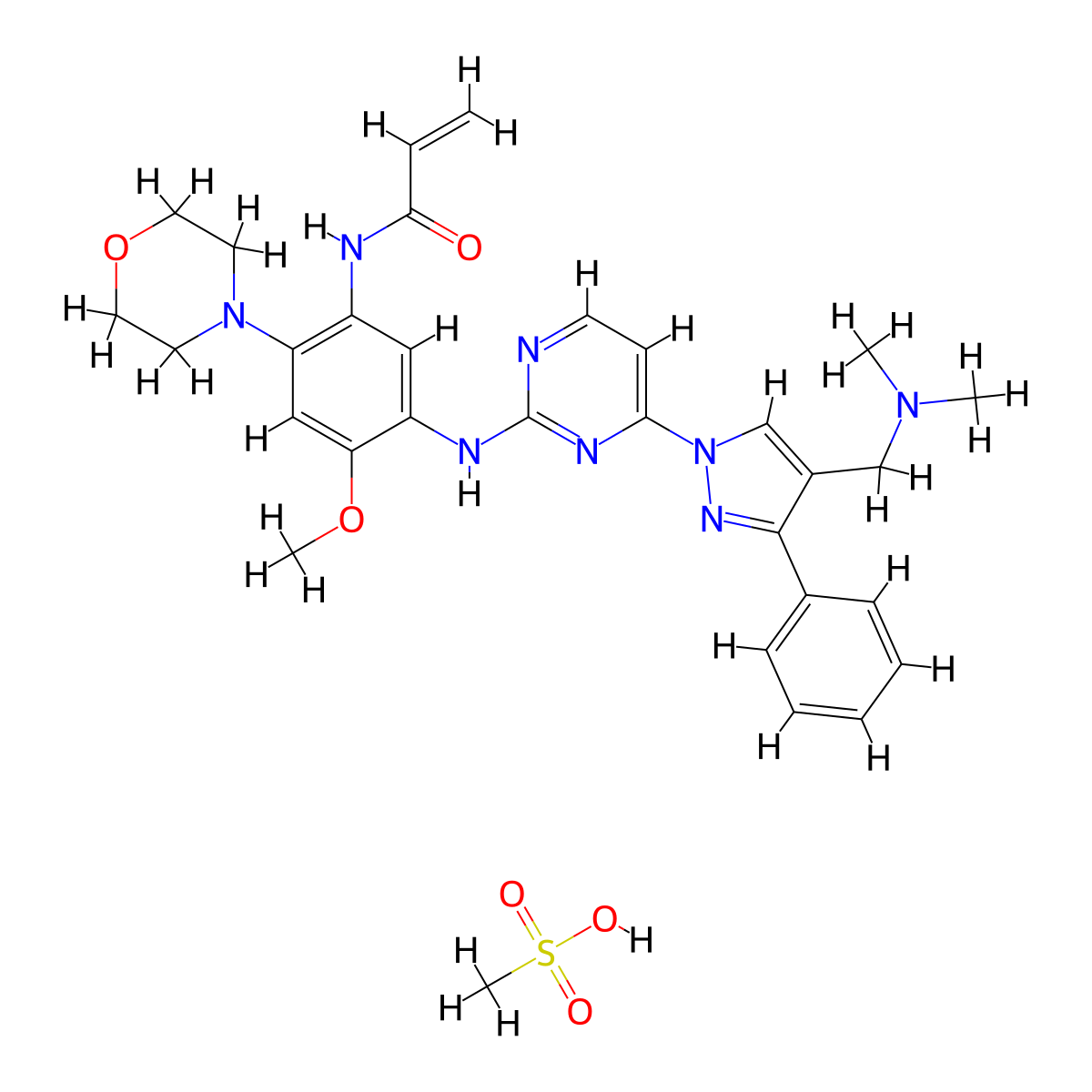 Lazertinib (mesylate) molecular structure, CAS 2247995-37-3