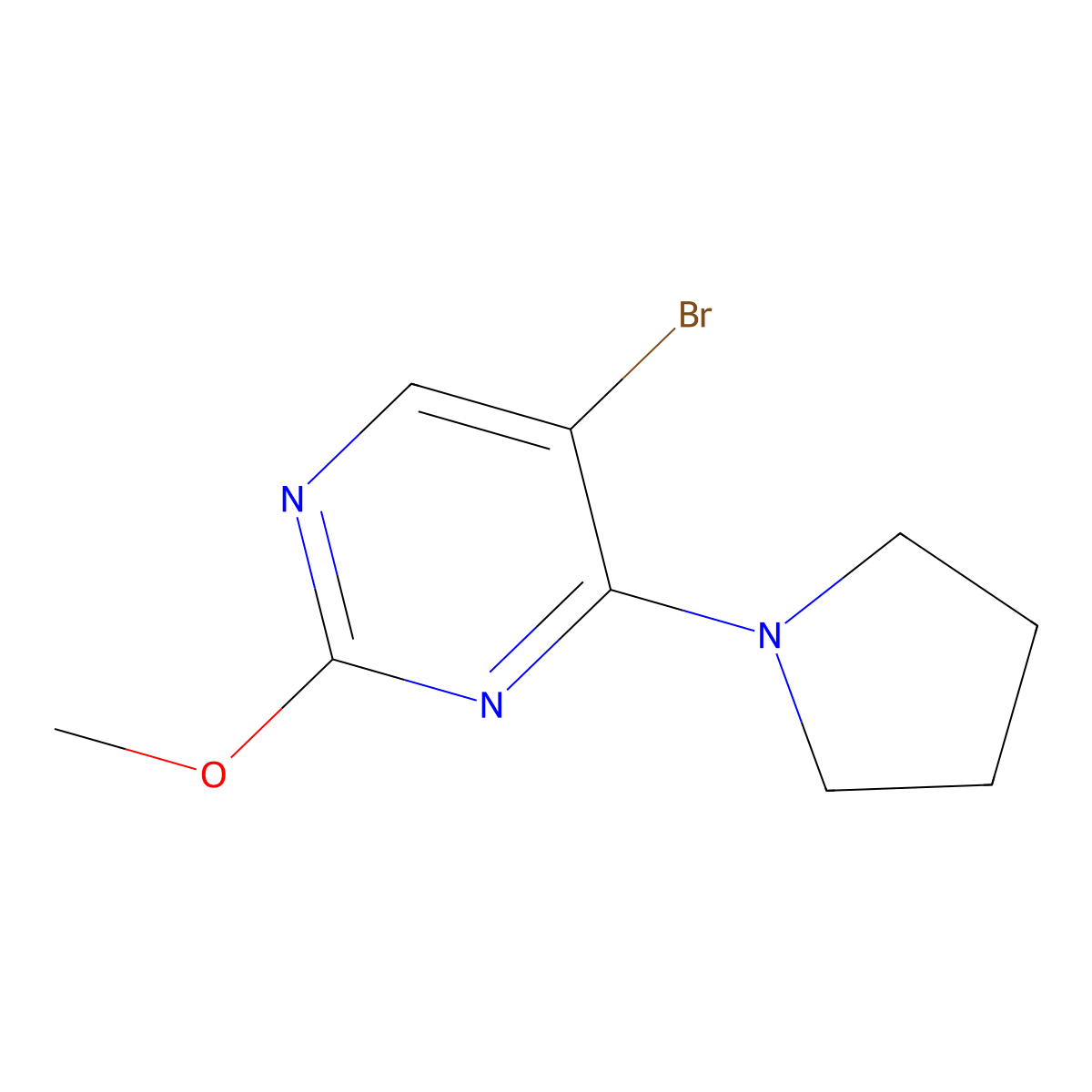 5-BRomo-2-methoxy-4-(pyrrolidin-1-yl)pyrimidine molecular structure, CAS 2247996-14-9