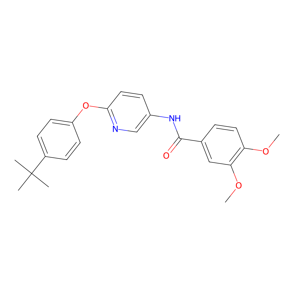 N-[6-(4-tert-butylphenoxy)-3-pyridinyl]-3,4-dimethoxybenzamide molecular structure, CAS 224803-85-4