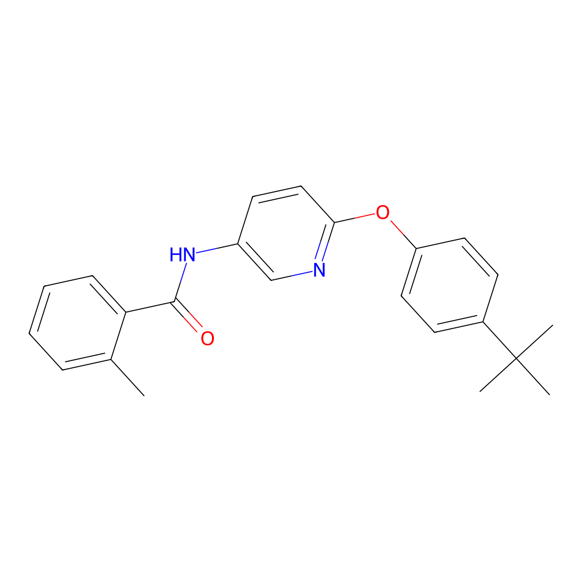 N-[6-(4-tert-butylphenoxy)-3-pyridinyl]-2-methylbenzamide molecular structure, CAS 224804-49-3