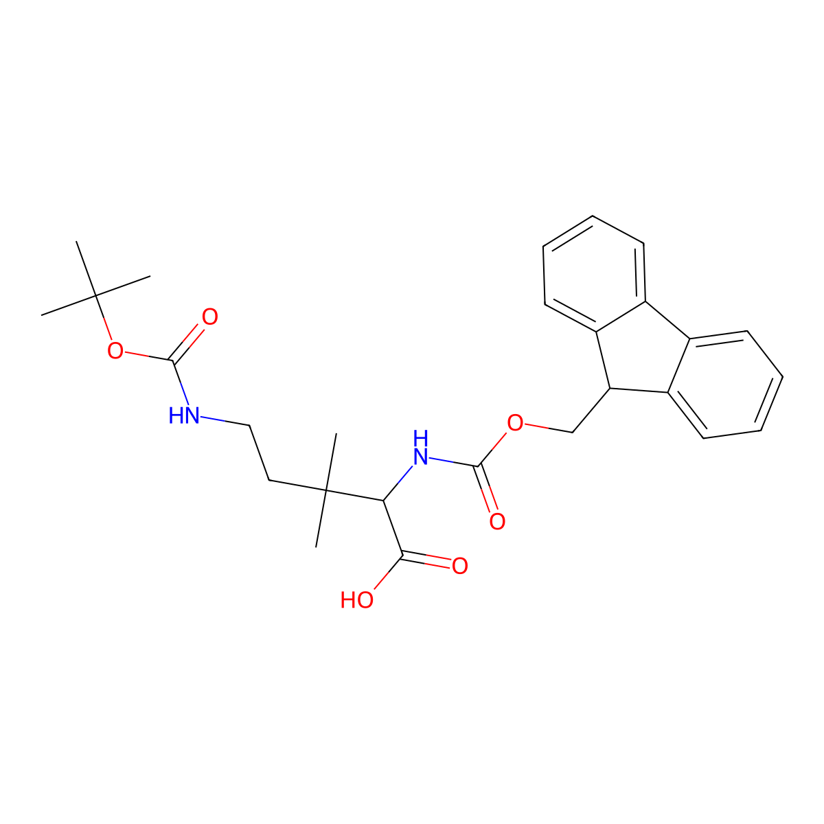 Fmoc-beta,beta-diMe-L-Orn(Boc)-OH molecular structure, CAS 2248110-20-3
