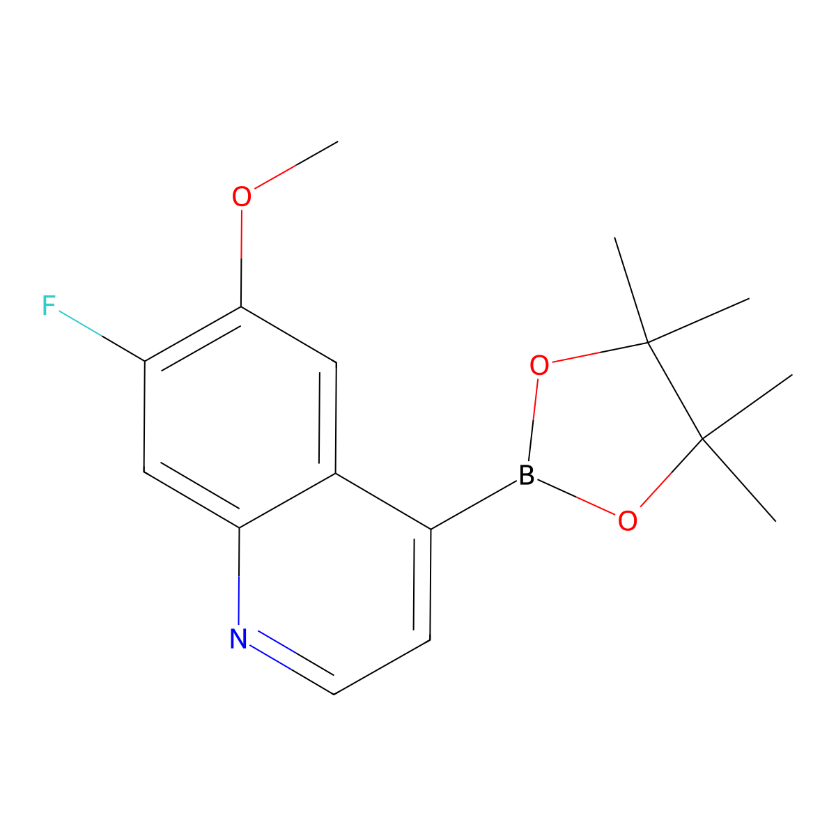7-Fluoro-6-methoxy-4-(4,4,5,5-tetramethyl-1,3,2-dioxaborolan-2-yl)quinoline molecular structure, CAS 2248157-24-4