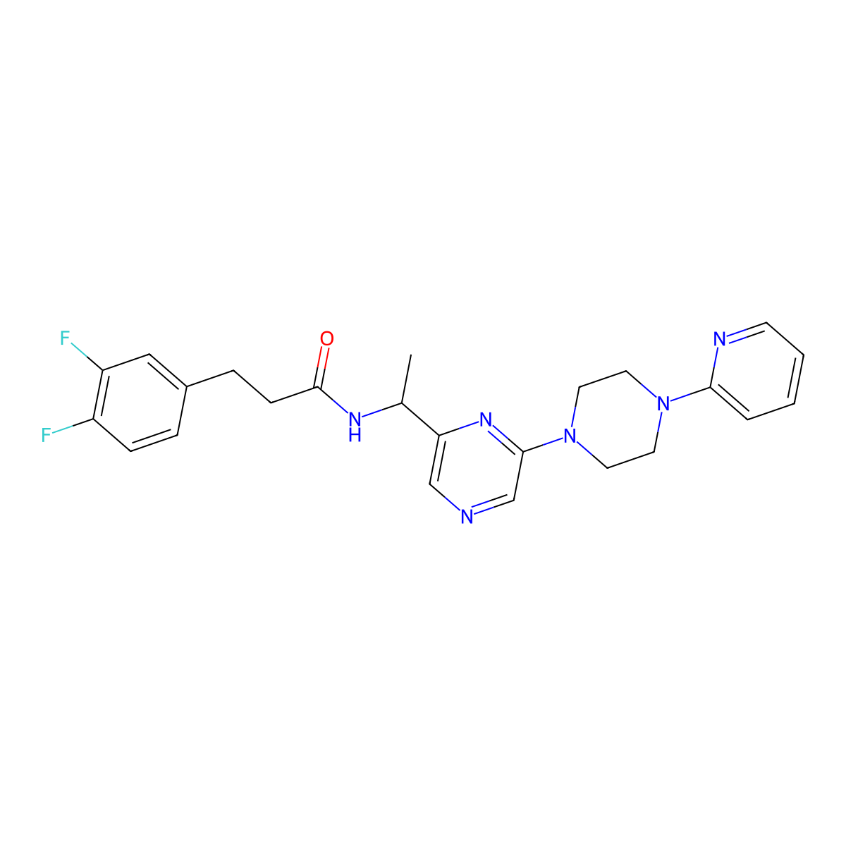 3-(3,4-Difluorophenyl)-N-(1-(6-(4-(pyridin-2-YL)piperazin-1-YL)pyrazin-2-YL)ethyl)propanamide molecular structure, CAS 2248160-97-4