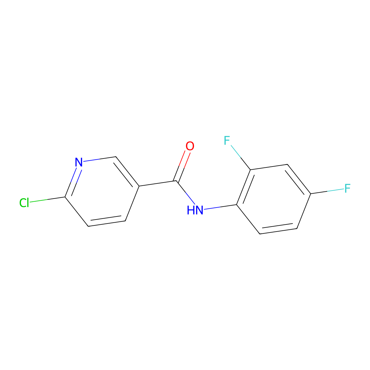 6-chloro-N-(2,4-difluorophenyl)pyridine-3-carboxamide molecular structure, CAS 224817-04-3