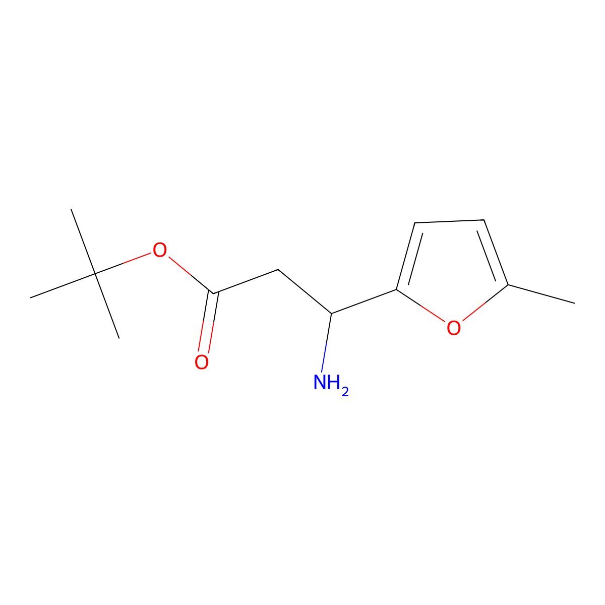 Tert-butyl (3S)-3-amino-3-(5-methylfuran-2-yl)propanoate molecular structure, CAS 2248172-22-5