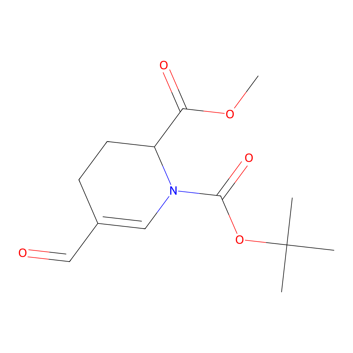 1-tert-butyl 2-methyl (2R)-5-formyl-1,2,3,4-tetrahydropyridine-1,2-dicarboxylate molecular structure, CAS 2248175-40-6