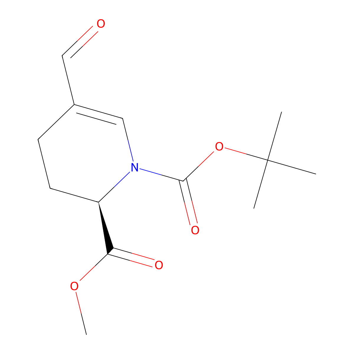 1-tert-butyl 2-methyl (2R)-5-formyl-1,2,3,4-tetrahydropyridine-1,2-dicarboxylate molecular structure, CAS 2248175-40-6