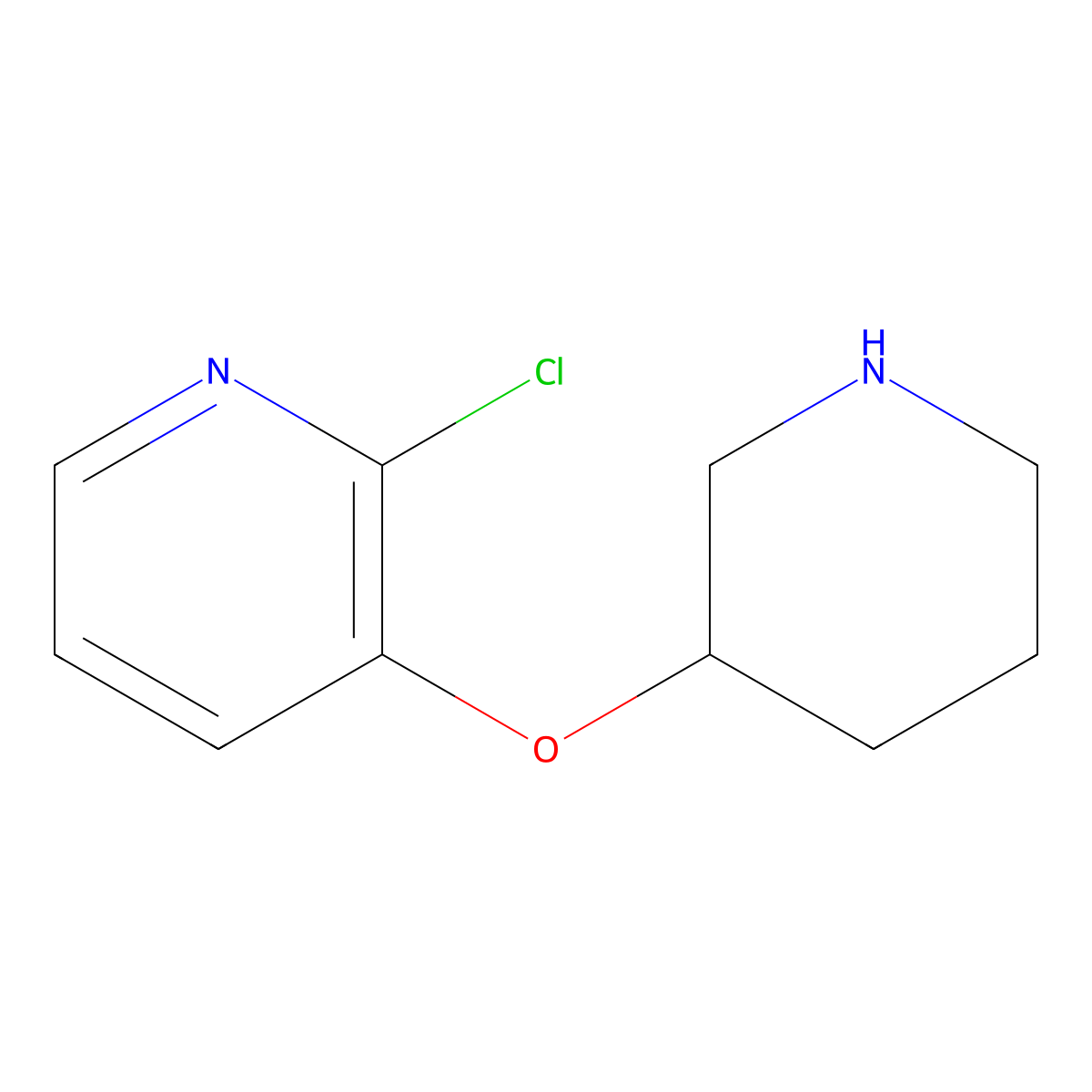 2-Chloro-3-pyridinyl 3-piperidinyl ether molecular structure, CAS 224818-42-2