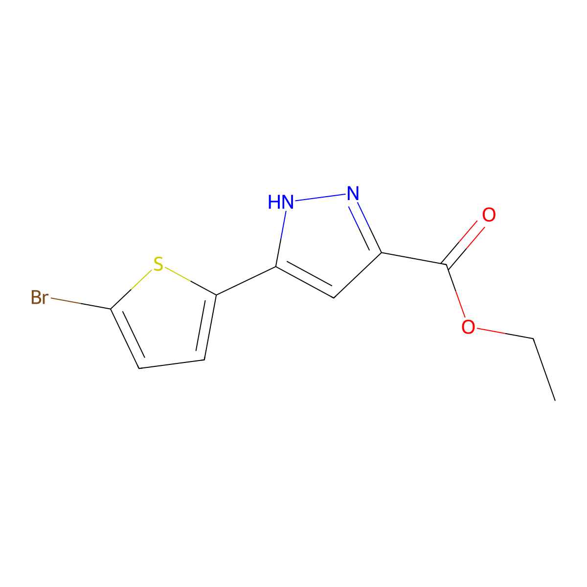 Ethyl 5-(5-bromothiophen-2-yl)-1H-pyrazole-3-carboxylate molecular structure, CAS 2248181-61-3