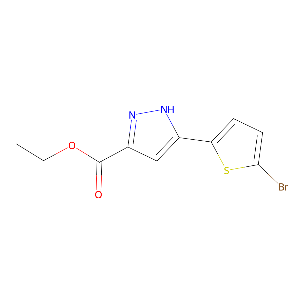 Ethyl 5-(5-bromothiophen-2-yl)-1H-pyrazole-3-carboxylate molecular structure, CAS 2248181-61-3