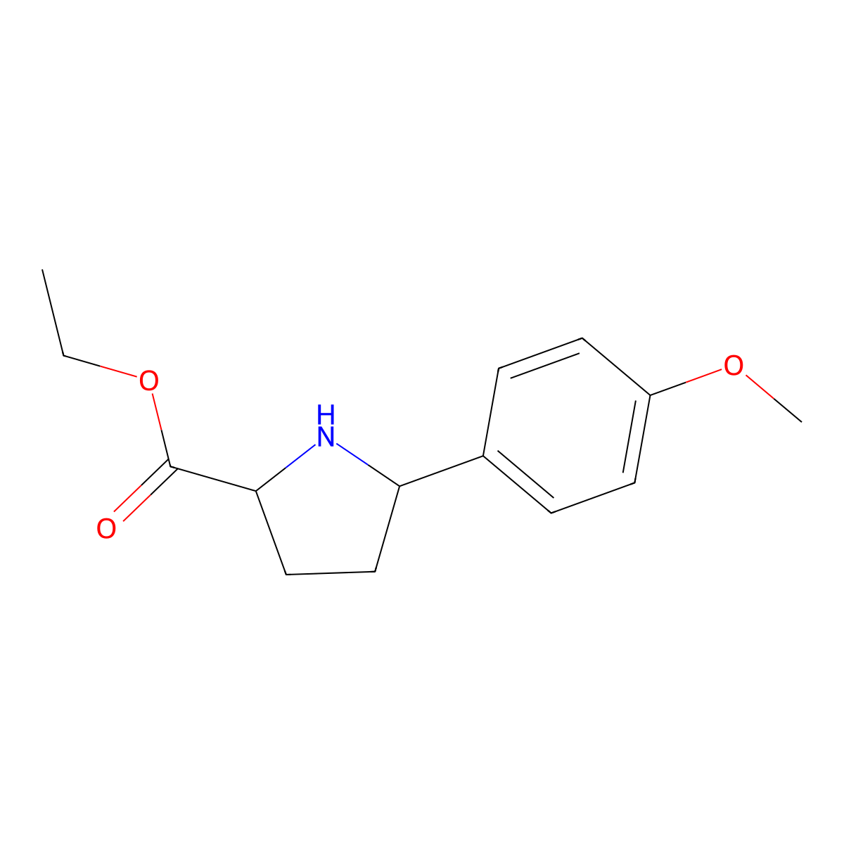 Ethyl (2S,5S)-5-(4-methoxyphenyl)pyrrolidine-2-carboxylate molecular structure, CAS 2248182-73-0