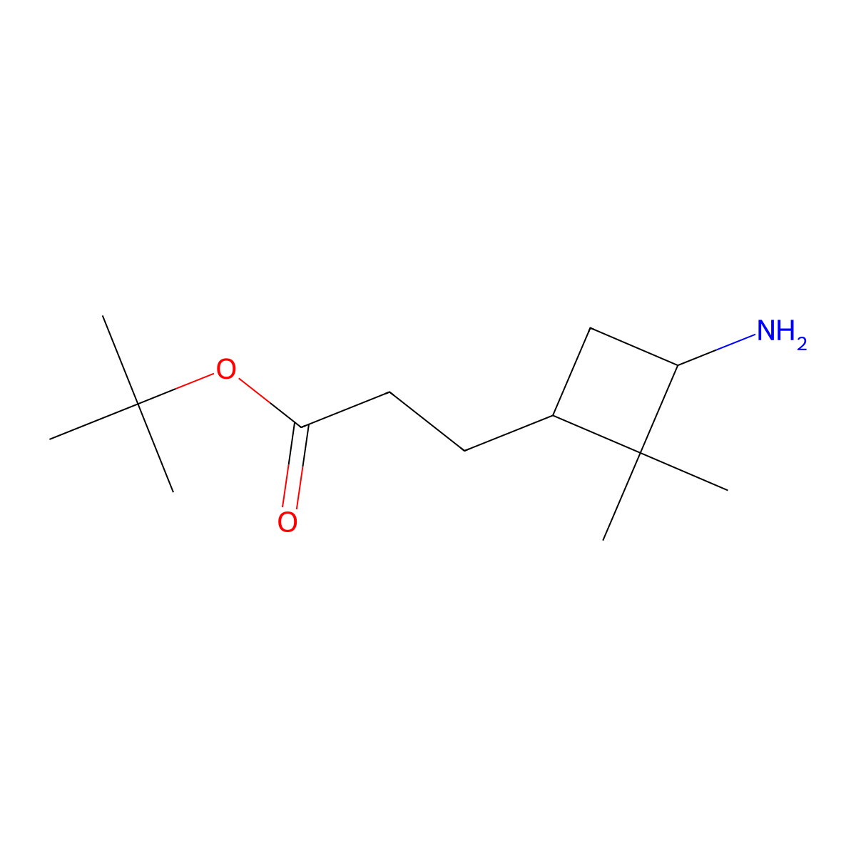 Tert-butyl 3-[(1R,3S)-3-amino-2,2-dimethylcyclobutyl]propanoate molecular structure, CAS 2248183-30-2