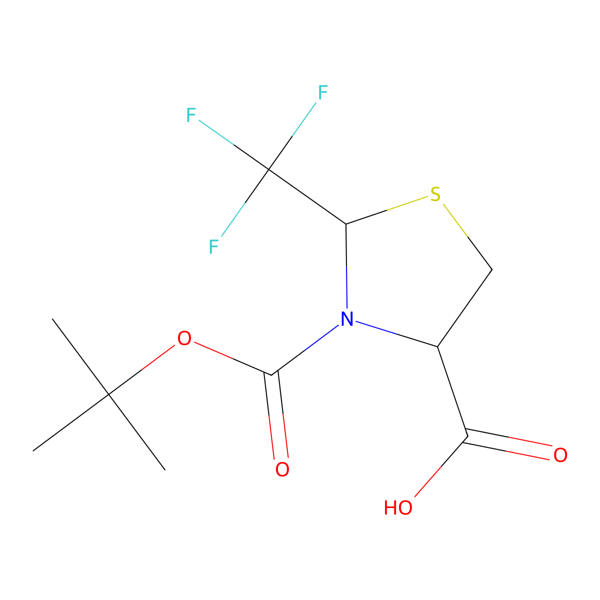 (2S,4R)-3-[(tert-butoxy)carbonyl]-2-(trifluoromethyl)-1,3-thiazolidine-4-carboxylic acid molecular structure, CAS 2248183-55-1