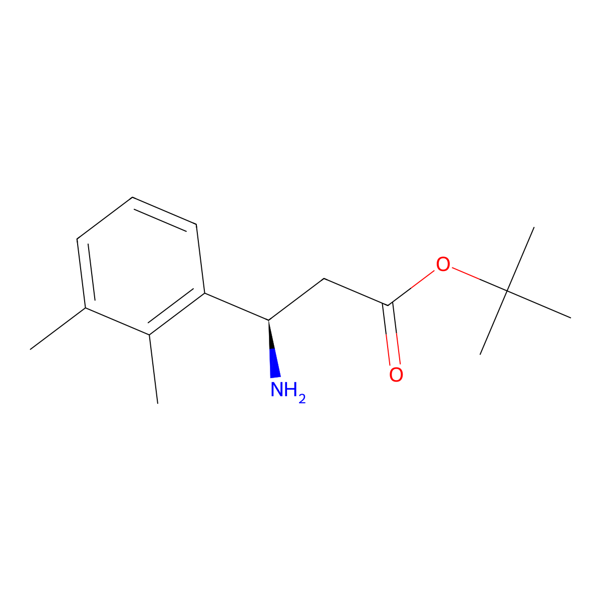 Tert-butyl (3R)-3-amino-3-(2,3-dimethylphenyl)propanoate molecular structure, CAS 2248184-09-8