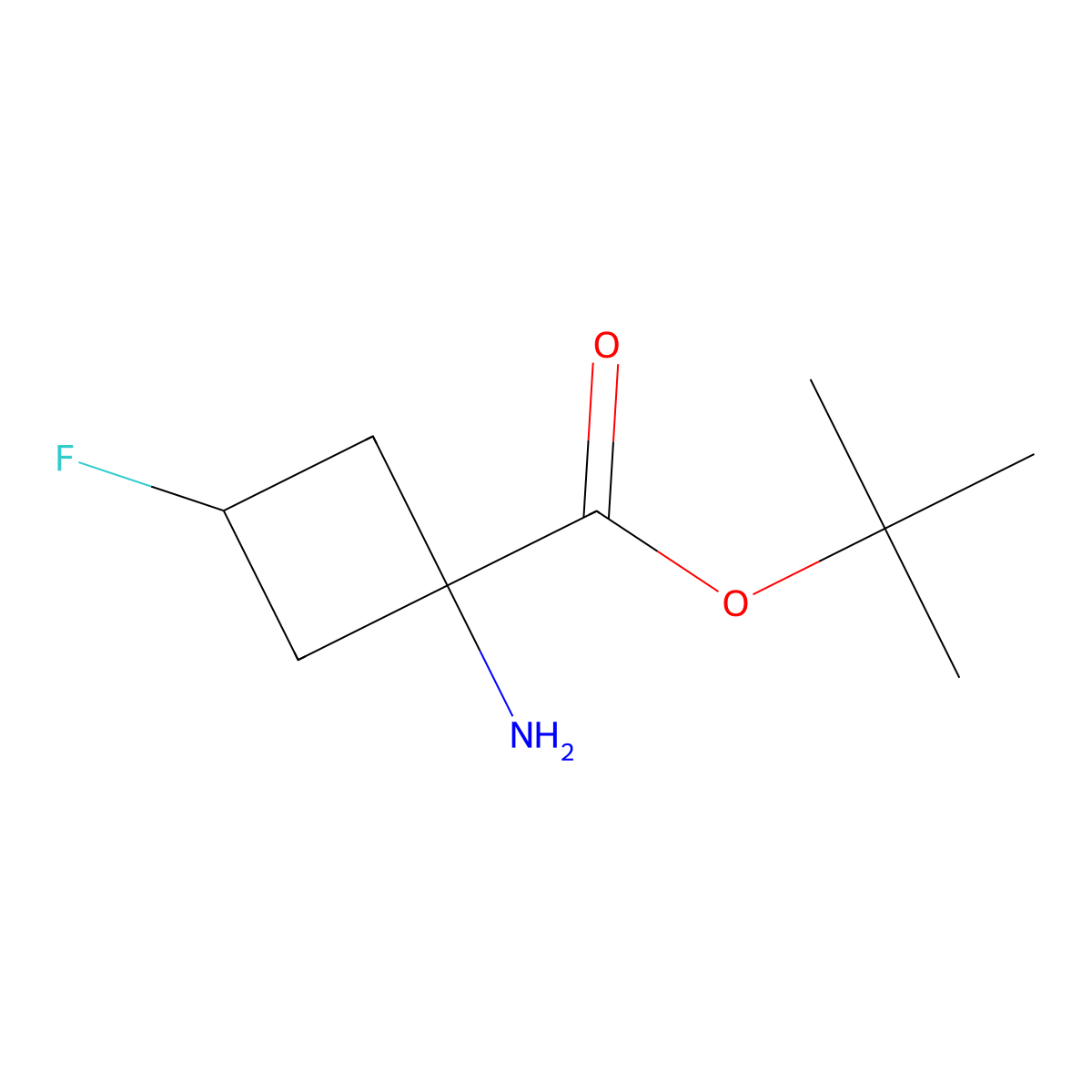 Tert-butyl 1-amino-3-fluorocyclobutane-1-carboxylate molecular structure, CAS 2248184-21-4