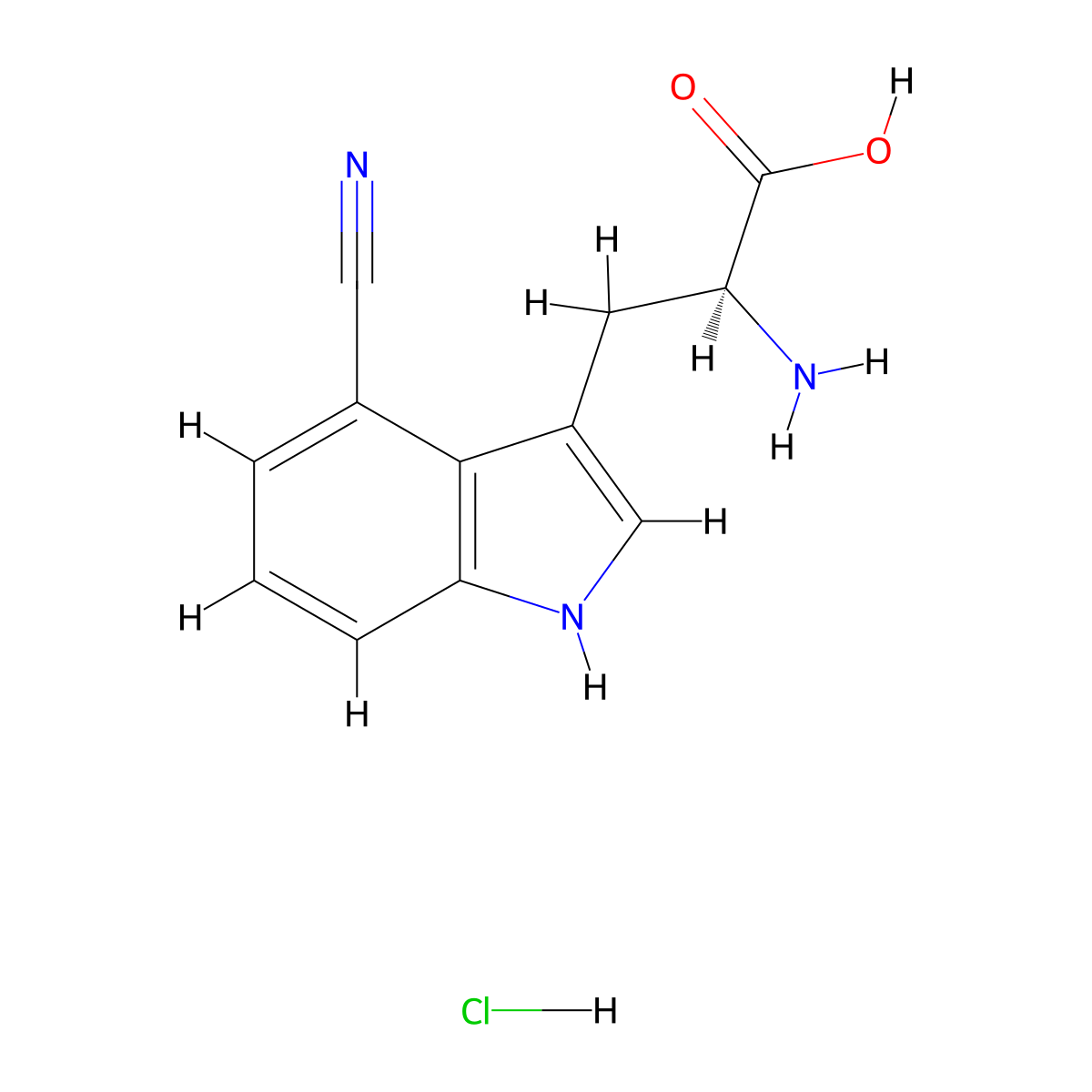 (2S)-2-amino-3-(4-cyano-1H-indol-3-yl)propanoic acid hydrochloride molecular structure, CAS 2248184-42-9