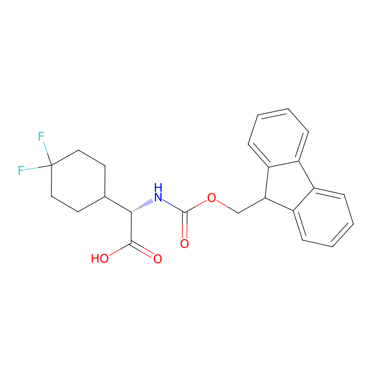 (2S)-2-(4,4-difluorocyclohexyl)-2-((((9H-fluoren-9-yl)methoxy)carbonyl)amino)acetic acid molecular structure, CAS 2248184-59-8