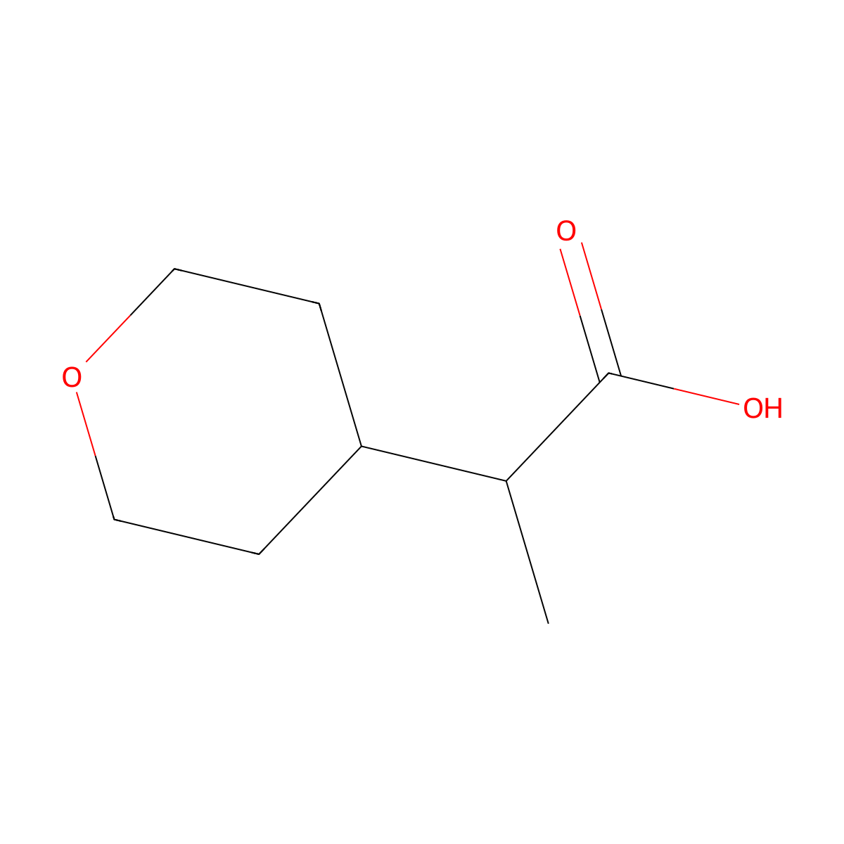 (2S)-2-(Oxan-4-yl)propanoic acid molecular structure, CAS 2248202-73-3
