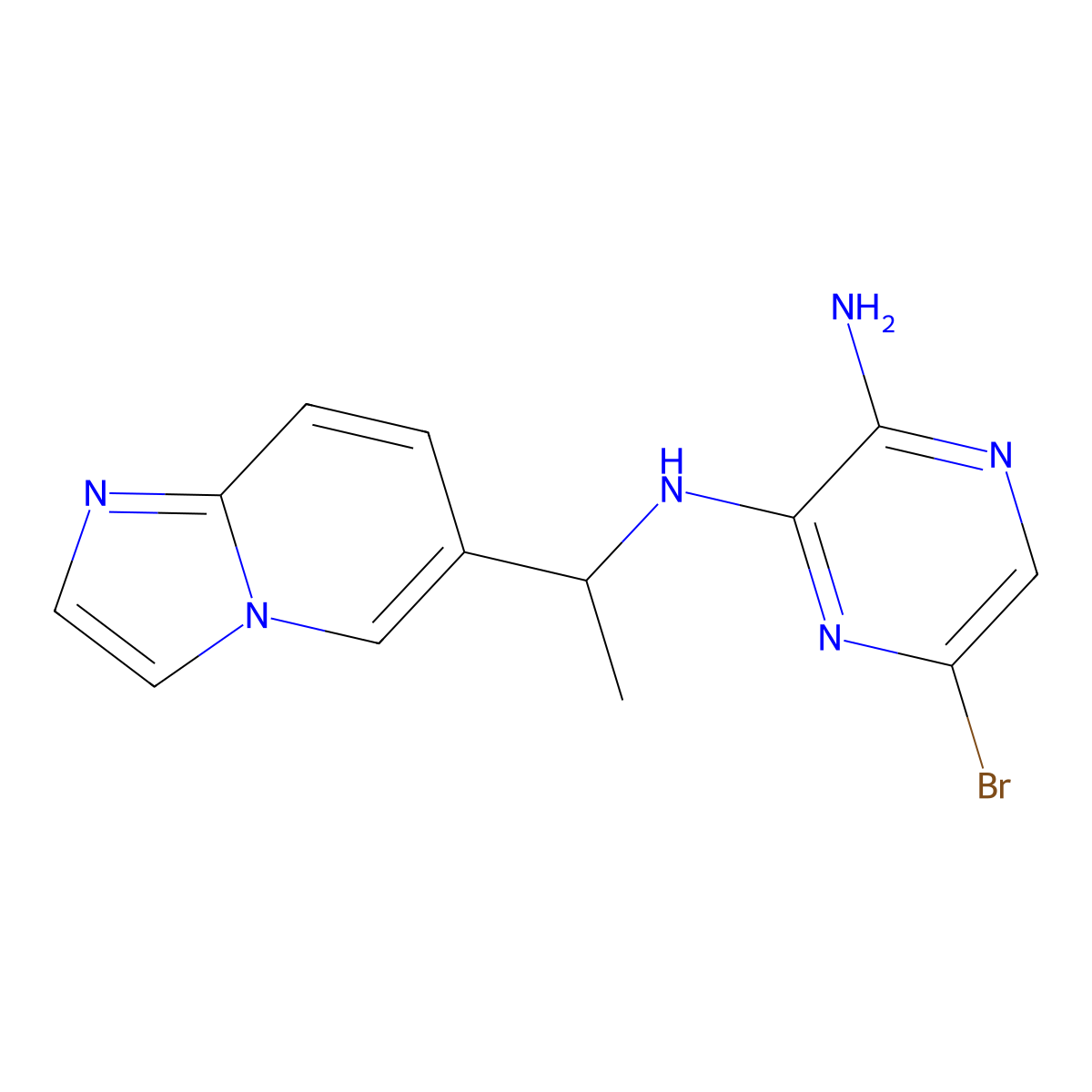 (S)-6-bromo-N2-(1-(imidazo[1,2-a]pyridin-6-yl)ethyl)pyrazine-2,3-diamine molecular structure, CAS 2248205-47-0