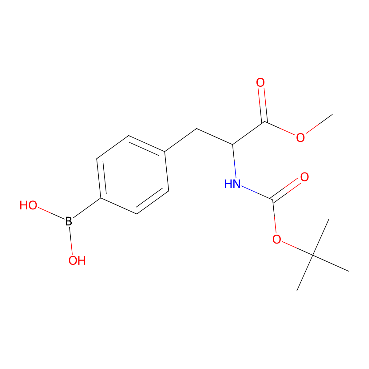 (S)-(4-(2-((tert-Butoxycarbonyl)amino)-3-methoxy-3-oxopropyl)phenyl)boronic acid molecular structure, CAS 224824-22-0