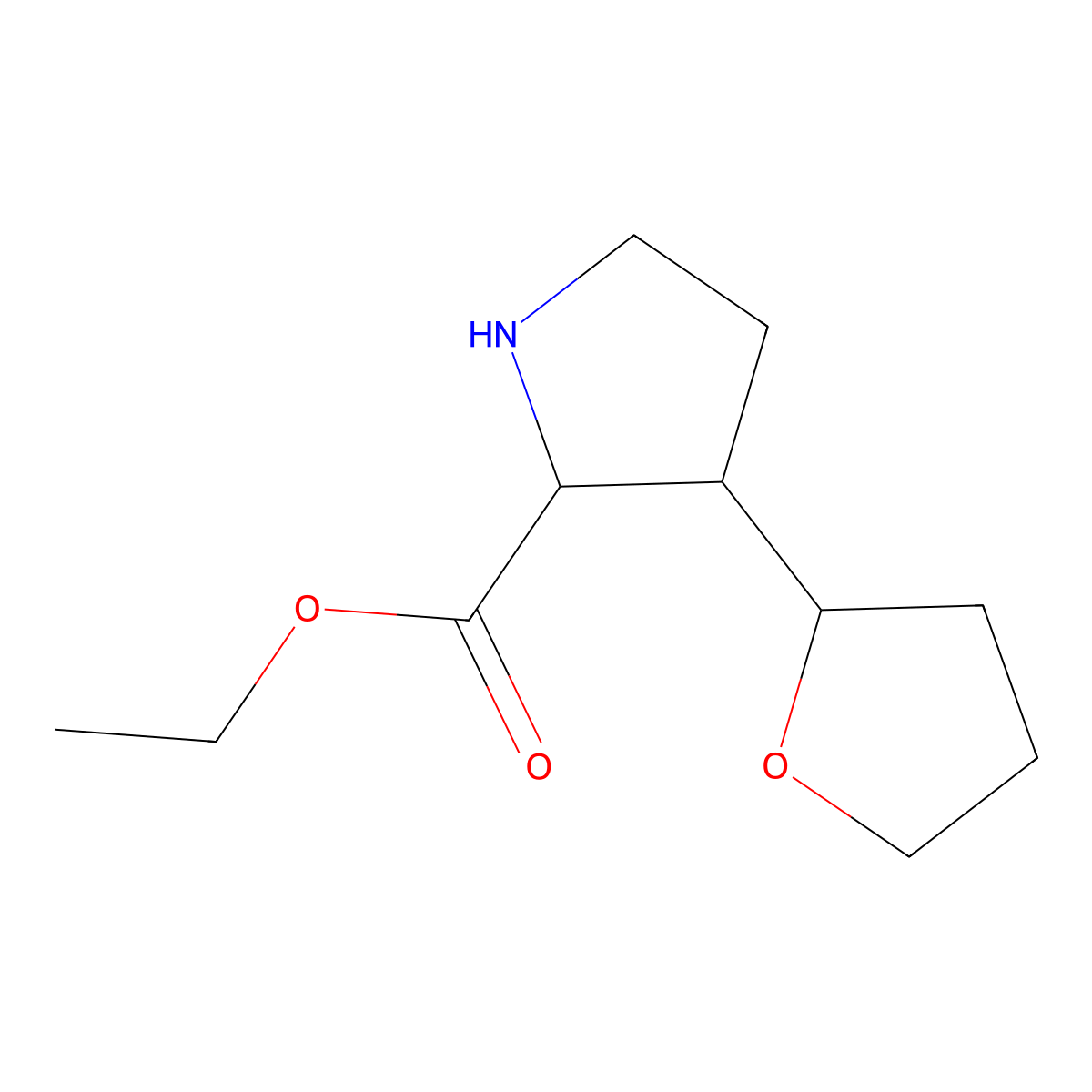 Ethyl 3-(oxolan-2-yl)pyrrolidine-2-carboxylate molecular structure, CAS 2248256-75-7