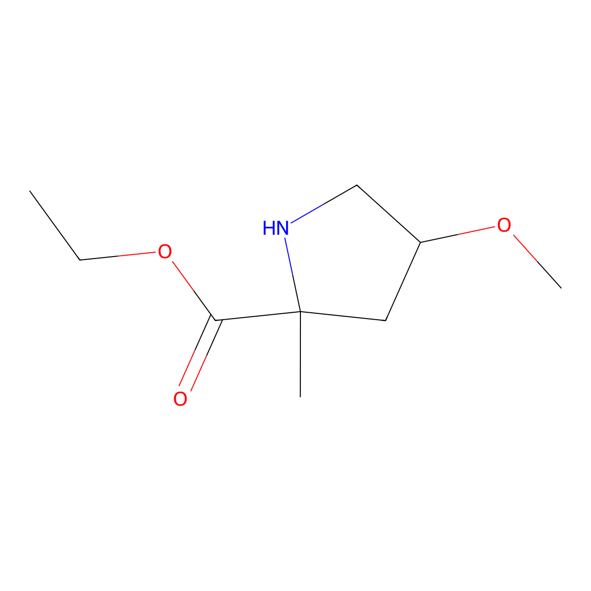 Ethyl 4-methoxy-2-methylpyrrolidine-2-carboxylate molecular structure, CAS 2248256-77-9