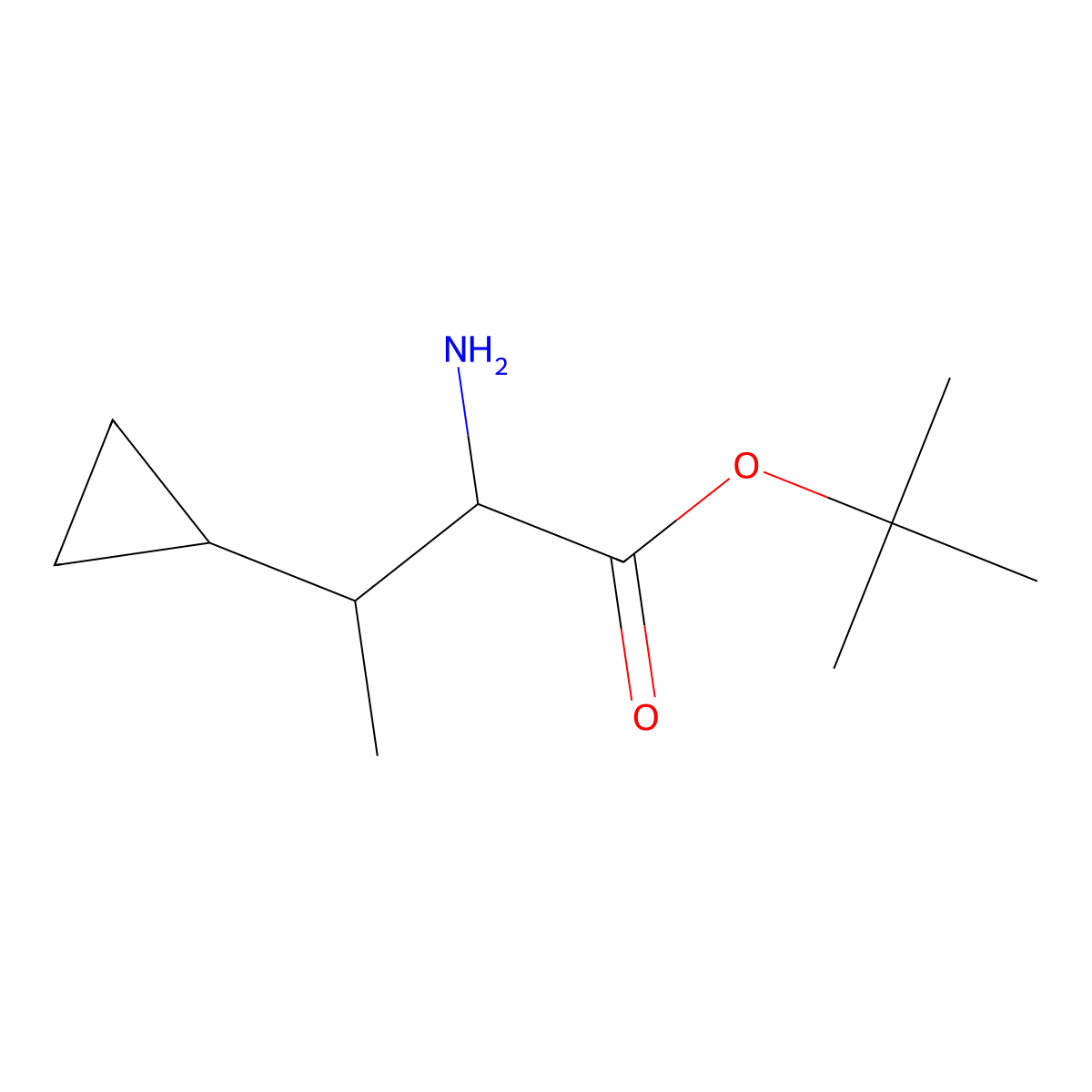 Tert-butyl 2-amino-3-cyclopropylbutanoate molecular structure, CAS 2248256-85-9