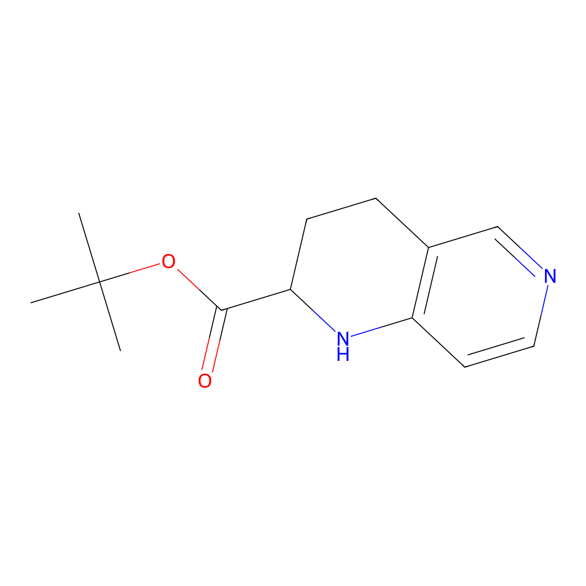 Tert-butyl 1,2,3,4-tetrahydro-1,6-naphthyridine-2-carboxylate molecular structure, CAS 2248256-90-6