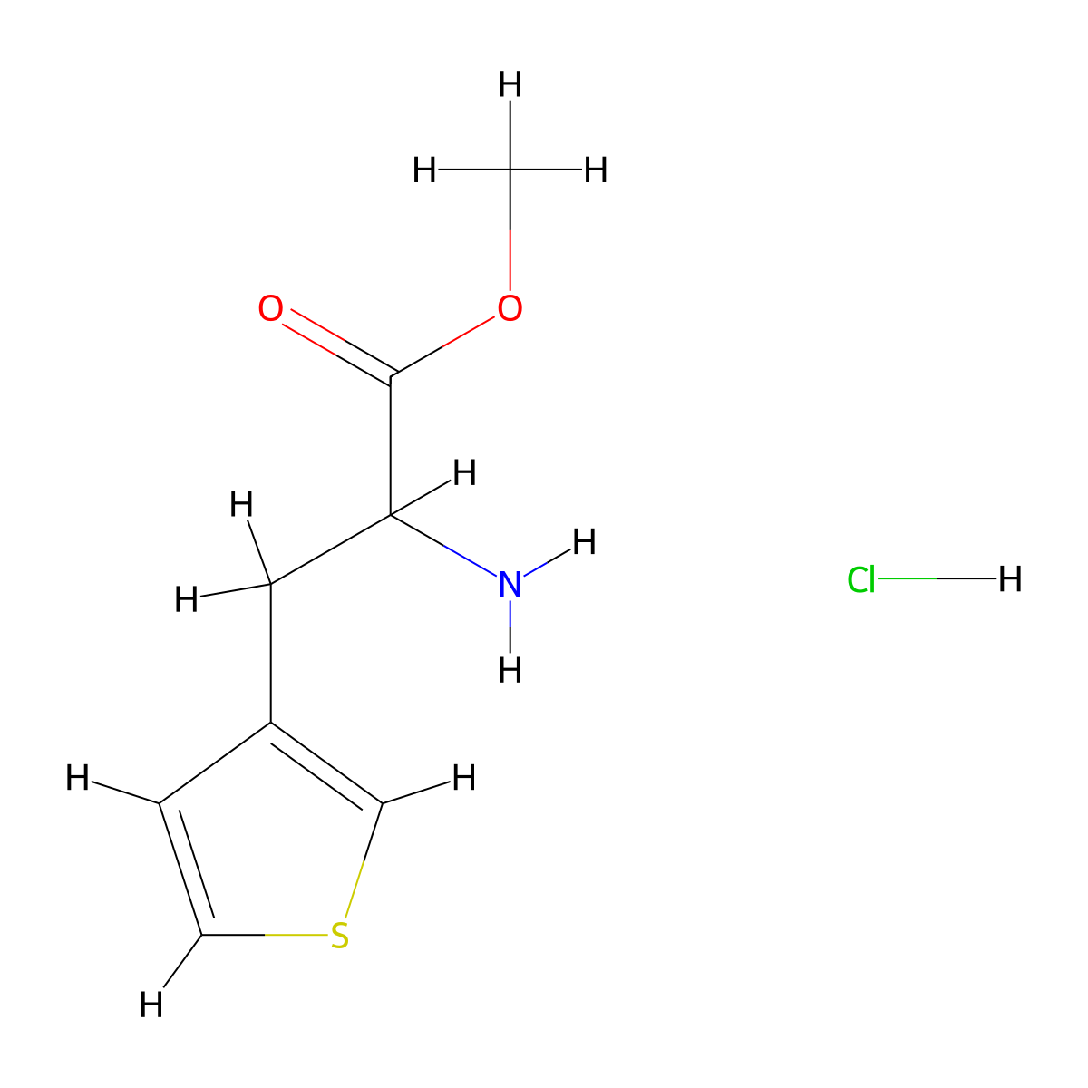 Methyl 2-amino-3-(thiophen-3-yl)propanoate hydrochloride molecular structure, CAS 2248257-08-9