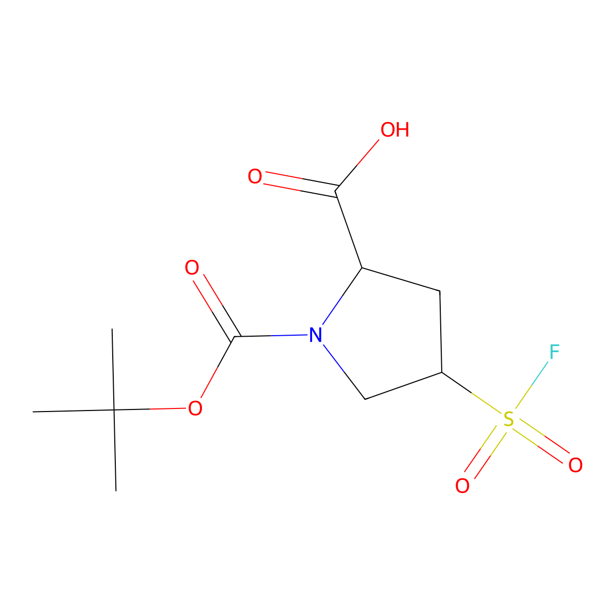 1-[(Tert-butoxy)carbonyl]-4-(fluorosulfonyl)pyrrolidine-2-carboxylic acid molecular structure, CAS 2248257-36-3