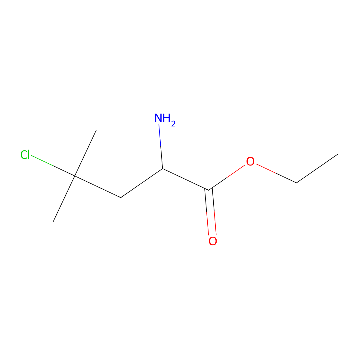 Ethyl 2-amino-4-chloro-4-methylpentanoate molecular structure, CAS 2248257-76-1
