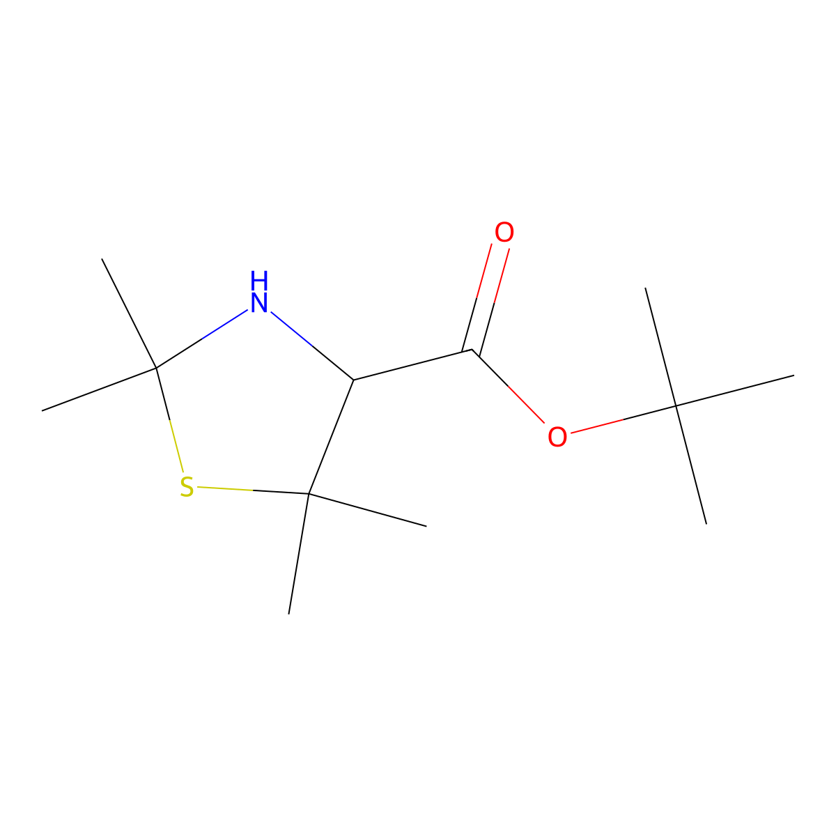 Tert-butyl 2,2,5,5-tetramethyl-1,3-thiazolidine-4-carboxylate molecular structure, CAS 2248257-78-3