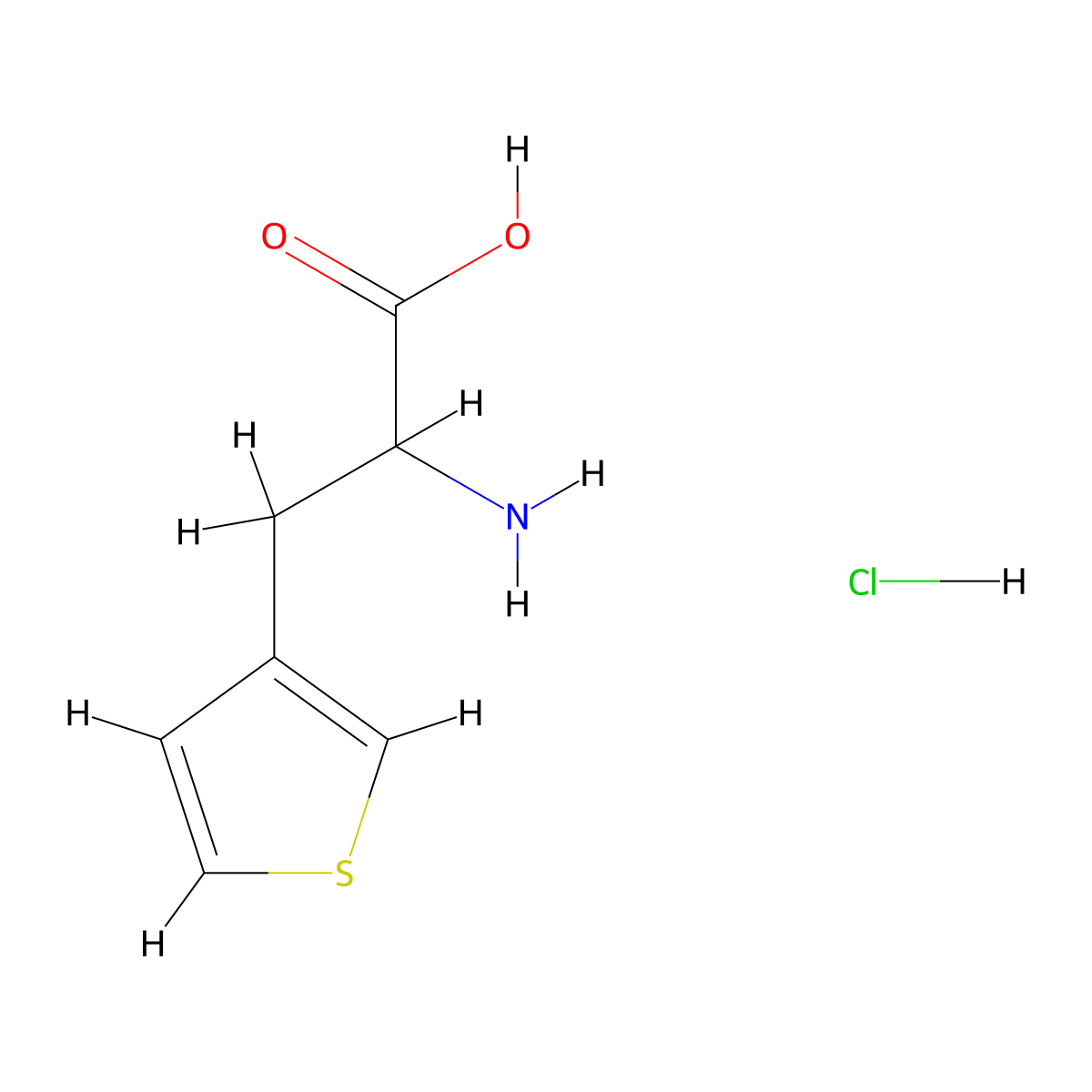 2-Amino-3-(thiophen-3-yl)propanoic acid hydrochloride molecular structure, CAS 2248257-87-4