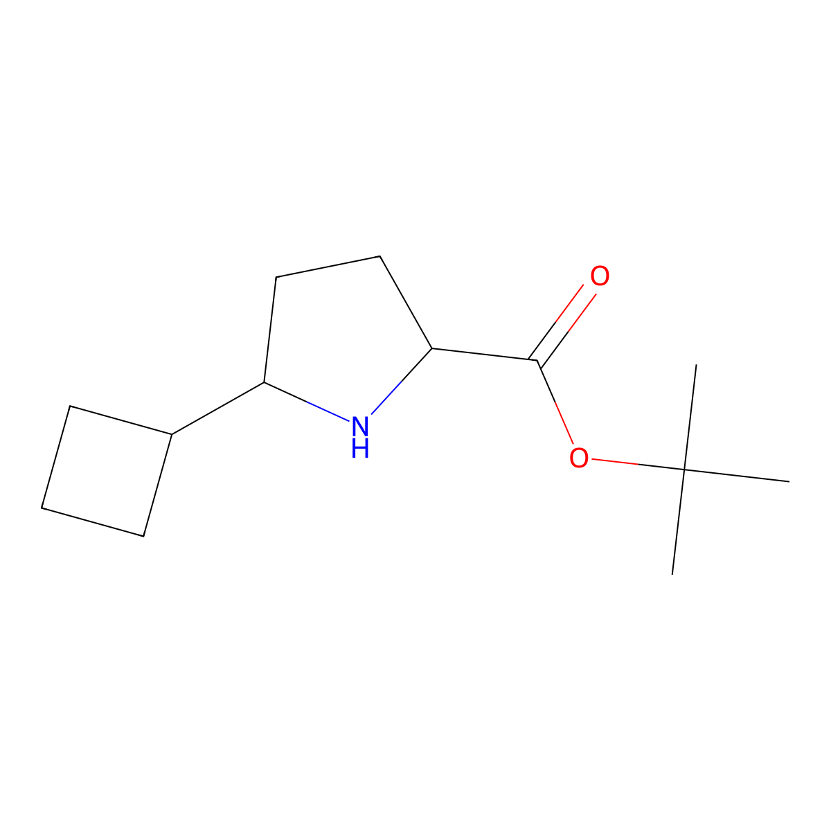 Tert-butyl 5-cyclobutylpyrrolidine-2-carboxylate molecular structure, CAS 2248258-15-1