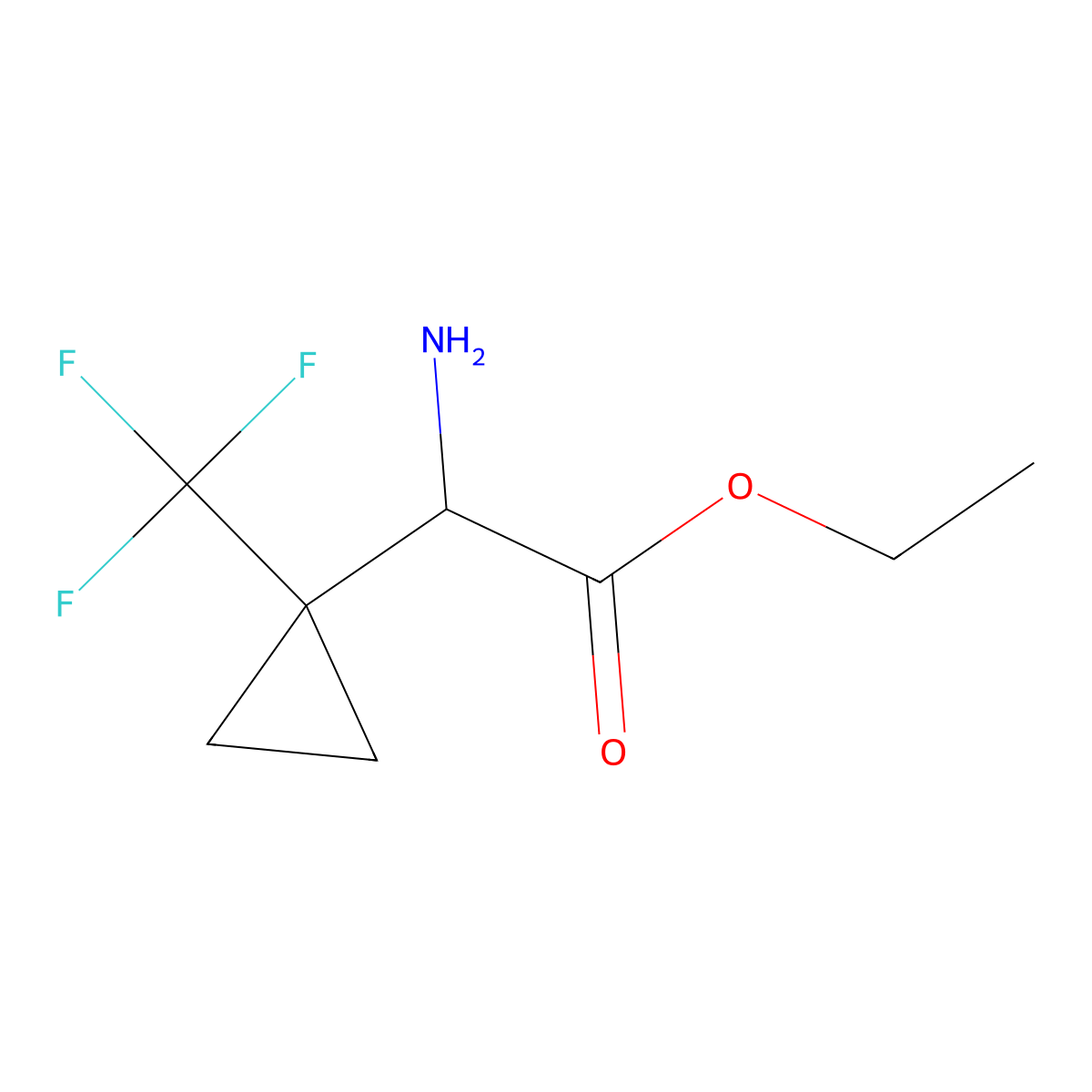 Ethyl 2-amino-2-[1-(trifluoromethyl)cyclopropyl]acetate molecular structure, CAS 2248258-16-2