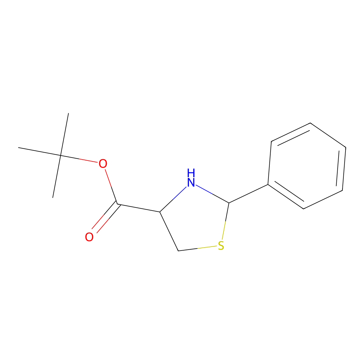 Tert-butyl 2-phenyl-1,3-thiazolidine-4-carboxylate molecular structure, CAS 2248258-21-9