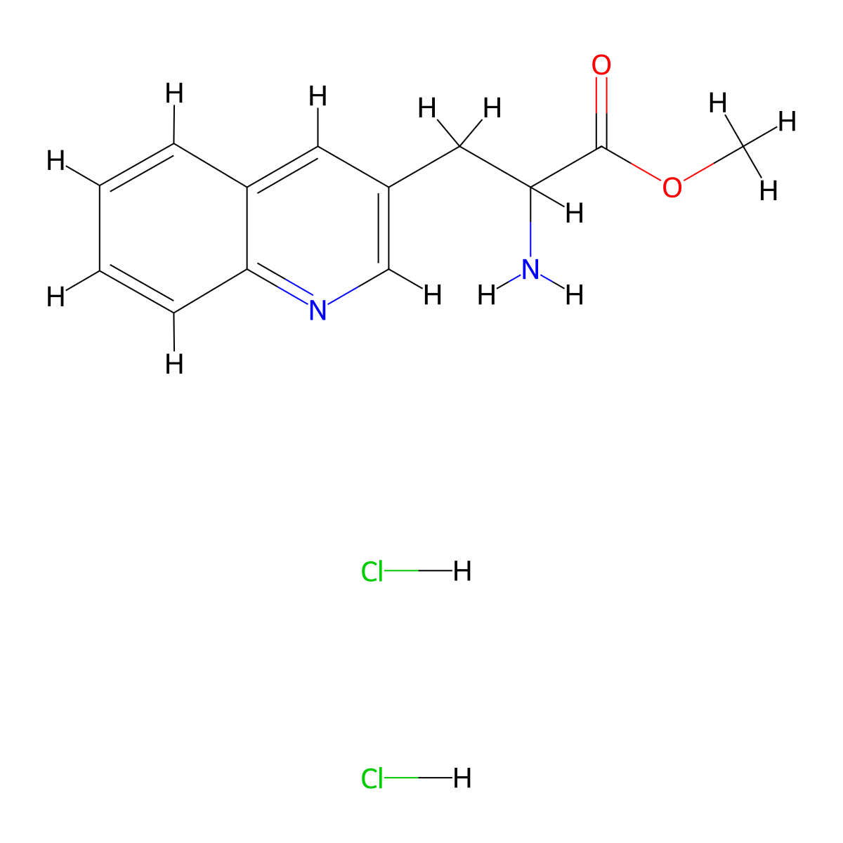 Methyl 2-amino-3-(quinolin-3-yl)propanoate dihydrochloride molecular structure, CAS 2248258-64-0