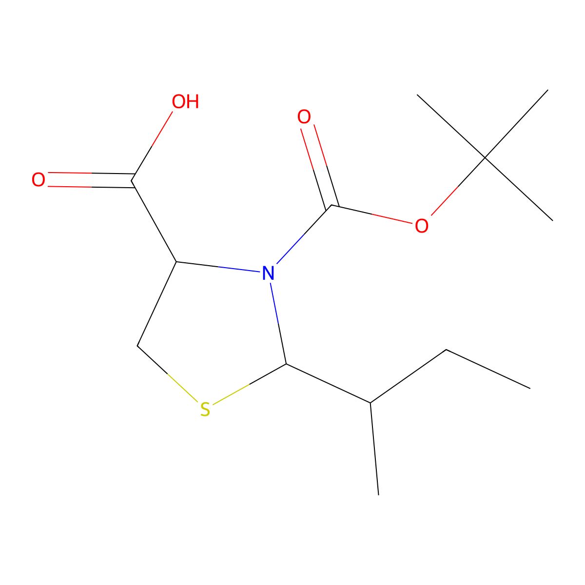 2-(Butan-2-yl)-3-[(tert-butoxy)carbonyl]-1,3-thiazolidine-4-carboxylic acid molecular structure, CAS 2248258-66-2