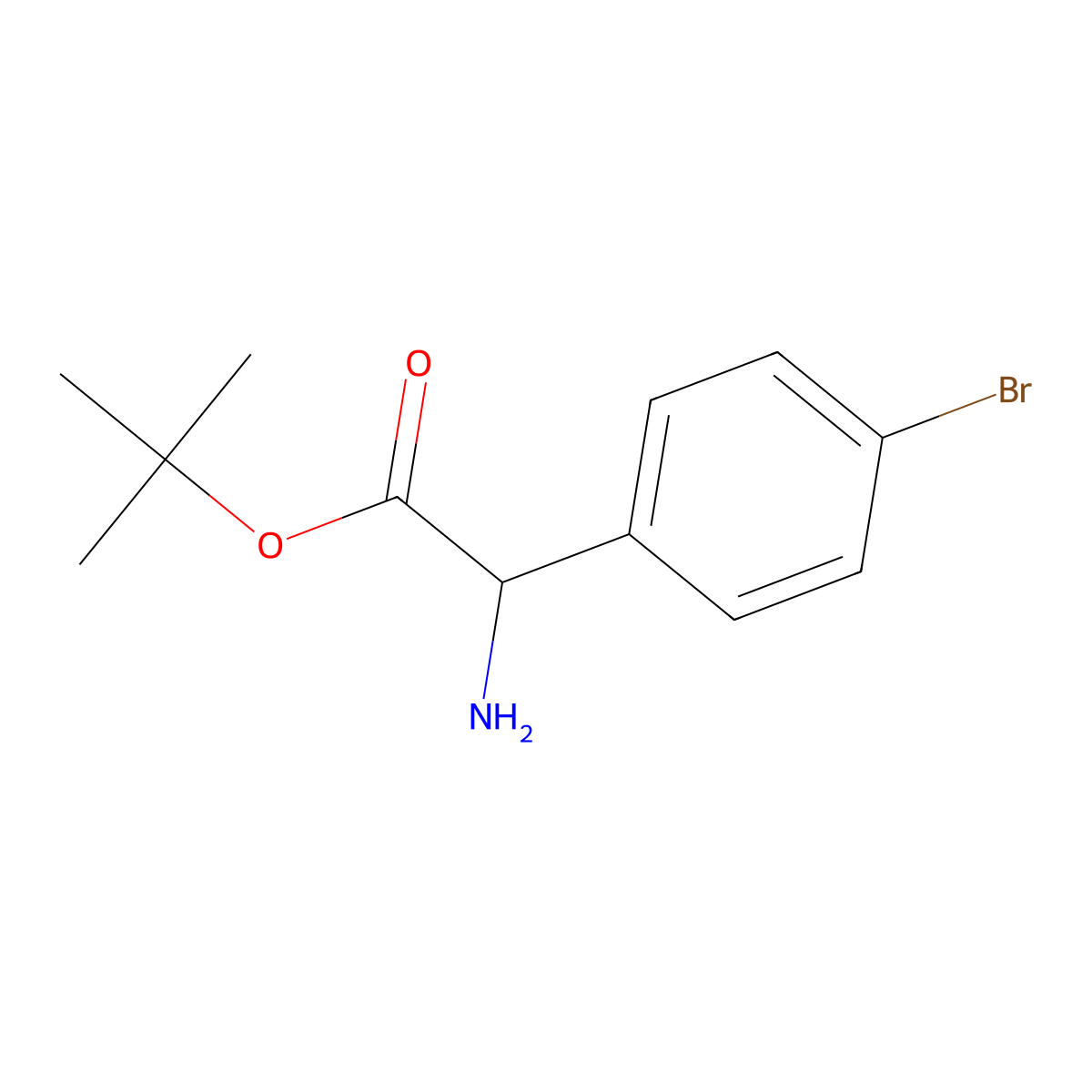 Tert-butyl 2-amino-2-(4-bromophenyl)acetate molecular structure, CAS 2248258-87-7