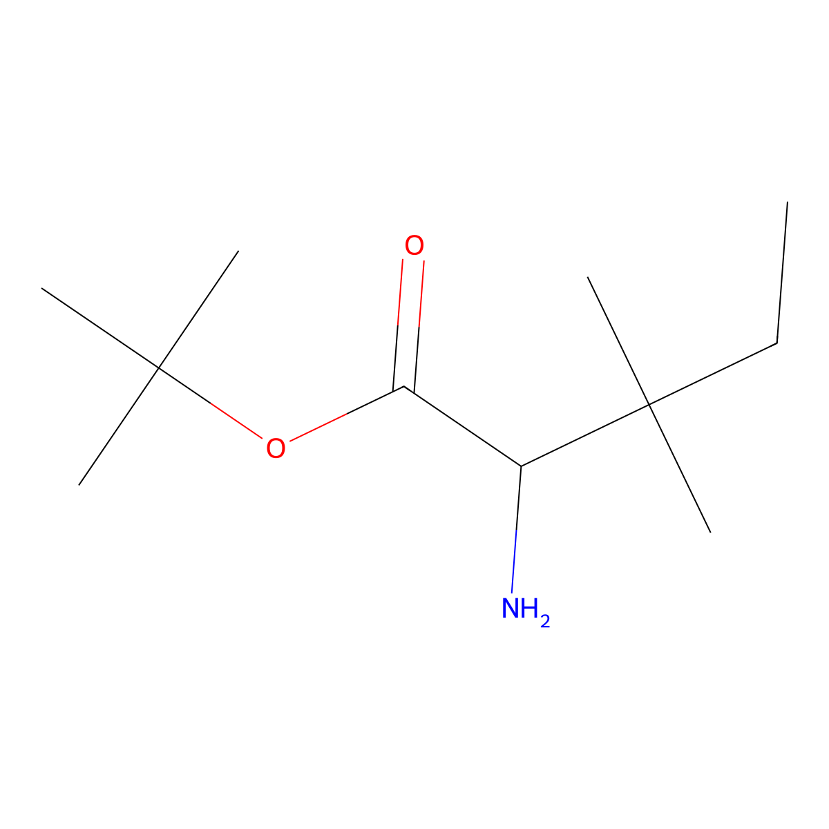 Tert-butyl 2-amino-3,3-dimethylpentanoate molecular structure, CAS 2248258-99-1